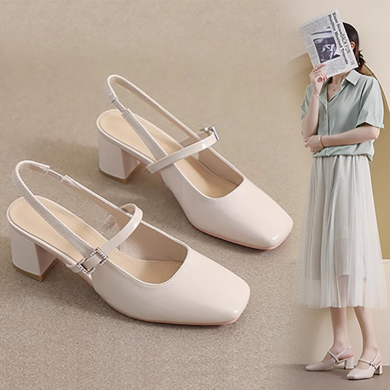 小码凉鞋女313233夏季2025新款罗马粗跟时尚单鞋包头半拖34码女鞋