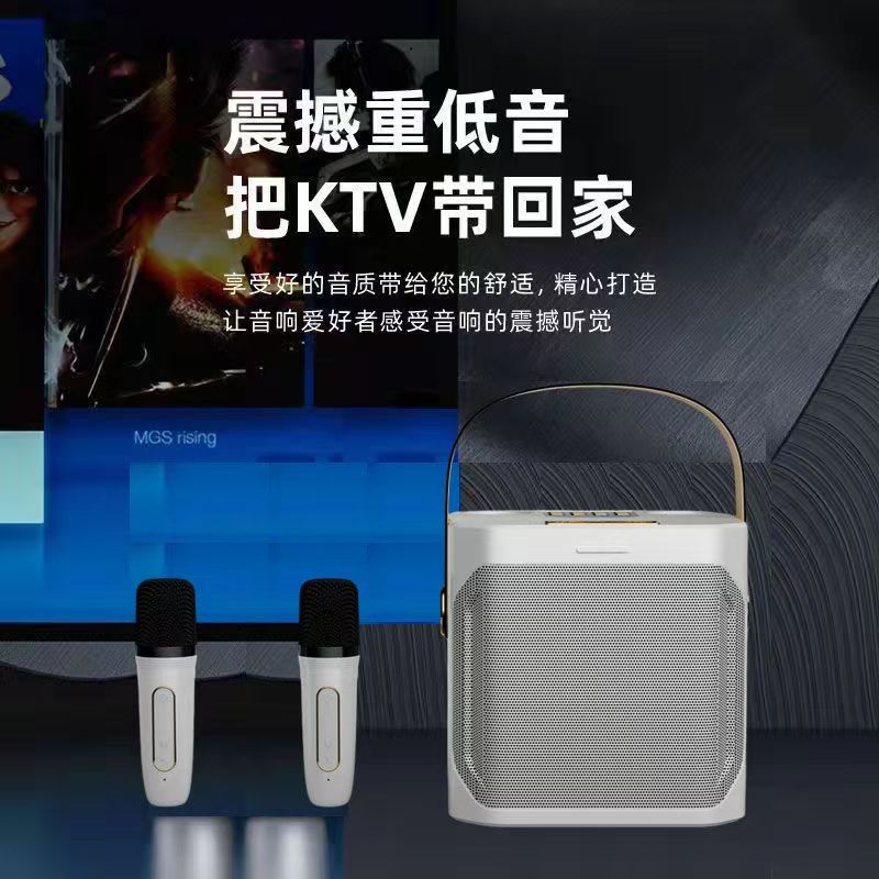 无线蓝牙音箱广场舞可插卡U盘便携k歌套装家用无线双话筒一体音响
