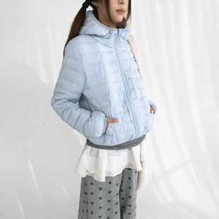 星星泪滴排骨羽绒短外套连帽90新标轻量 star innomoood tears