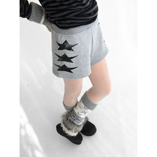 松紧腰显瘦百搭A型宽松显瘦 休闲裤 innomoood 灰色星星印花短裤