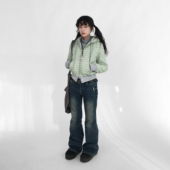 低腰显瘦牛仔长裤 做旧牛仔水洗修身 千禧超比例y2k 硬糖 innomoood