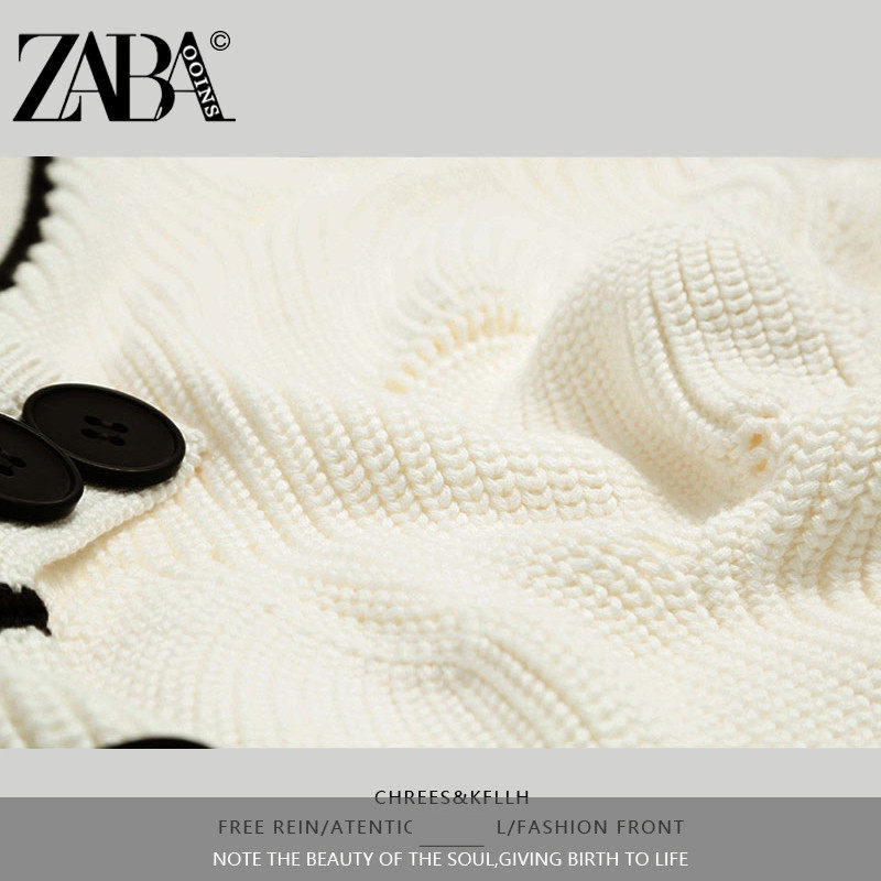 브랜드 철수 2024 새로운 가을 부드럽고 밀랍 같은 흰색 니트 재킷 가디건 여성용 루즈하고 다재다능한 브이넥 스웨터