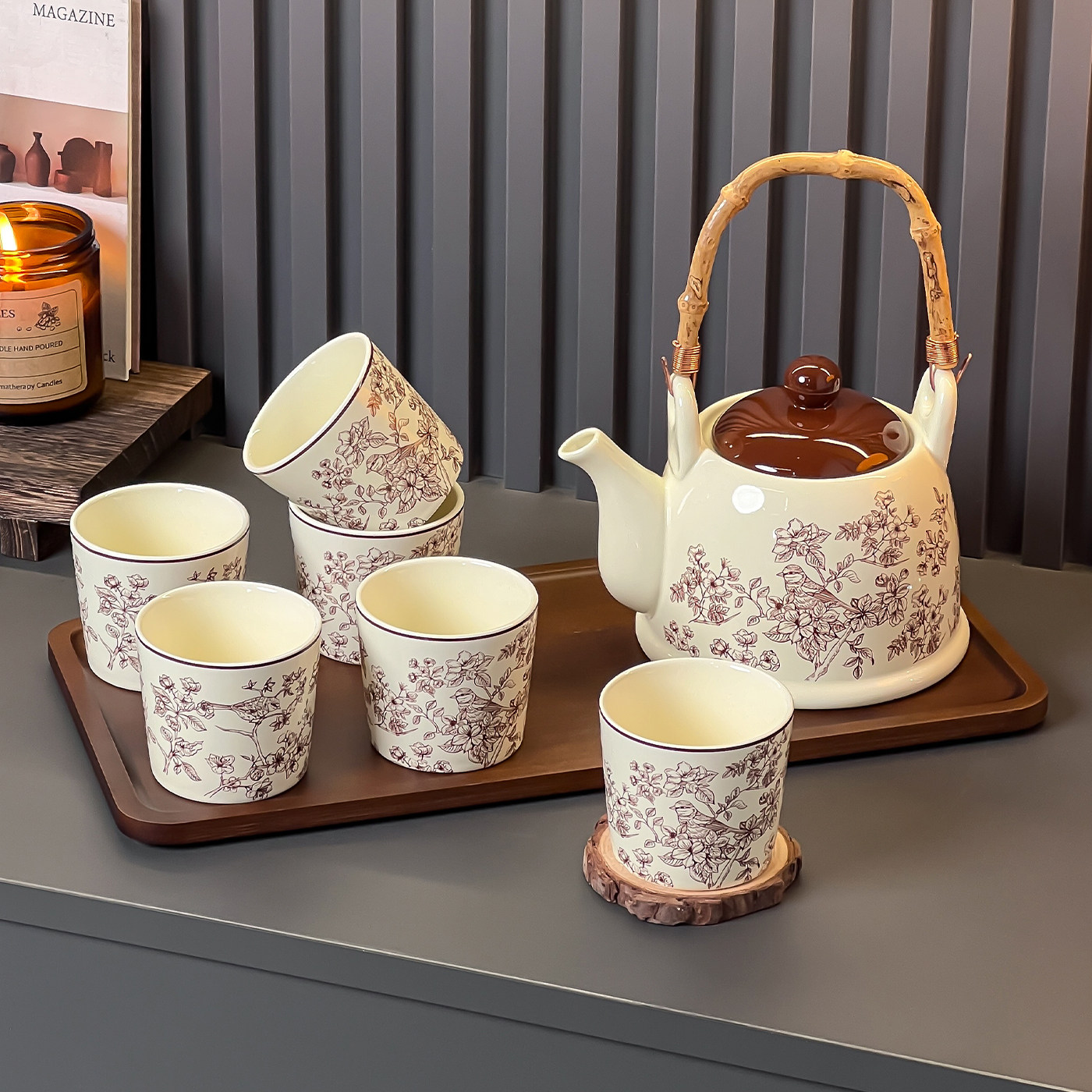 茶壶杯具茶具套组家用客厅陶瓷杯子茶具乔迁水杯结婚订婚新婚礼物