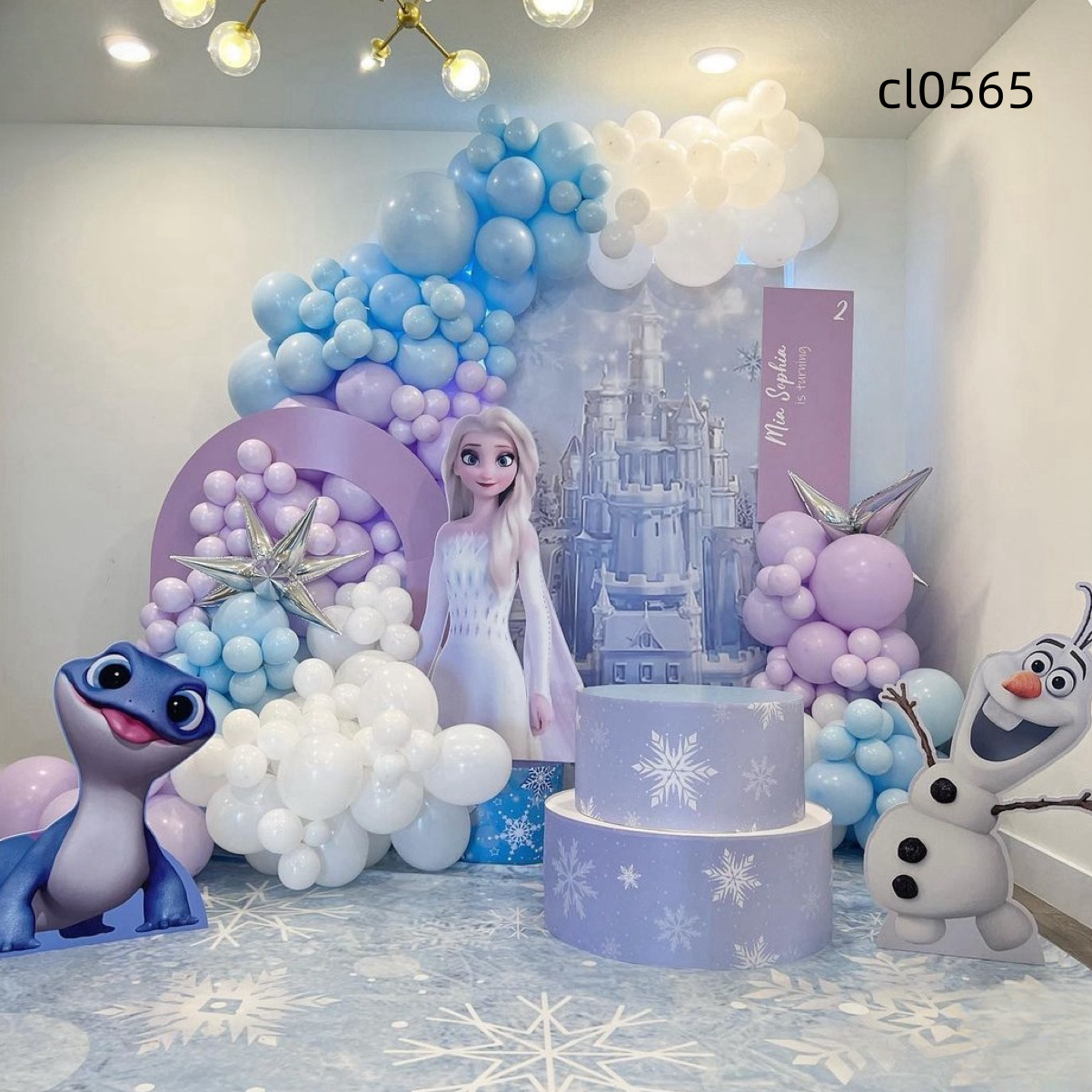 冰雪奇缘艾莎公主生日派对背景布置kt板气球支架实物材料包0565