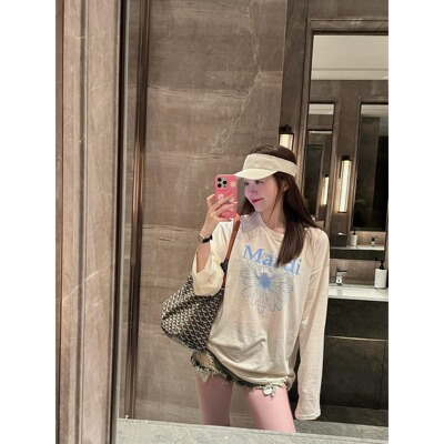 韩国小雏菊印花圆领早秋长袖T恤