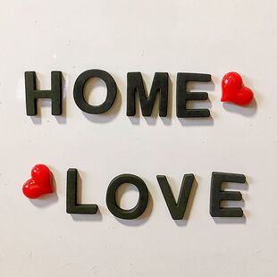 创意磁吸字母home卡通动漫冰箱贴幸福一家love情侣入户门新房装饰