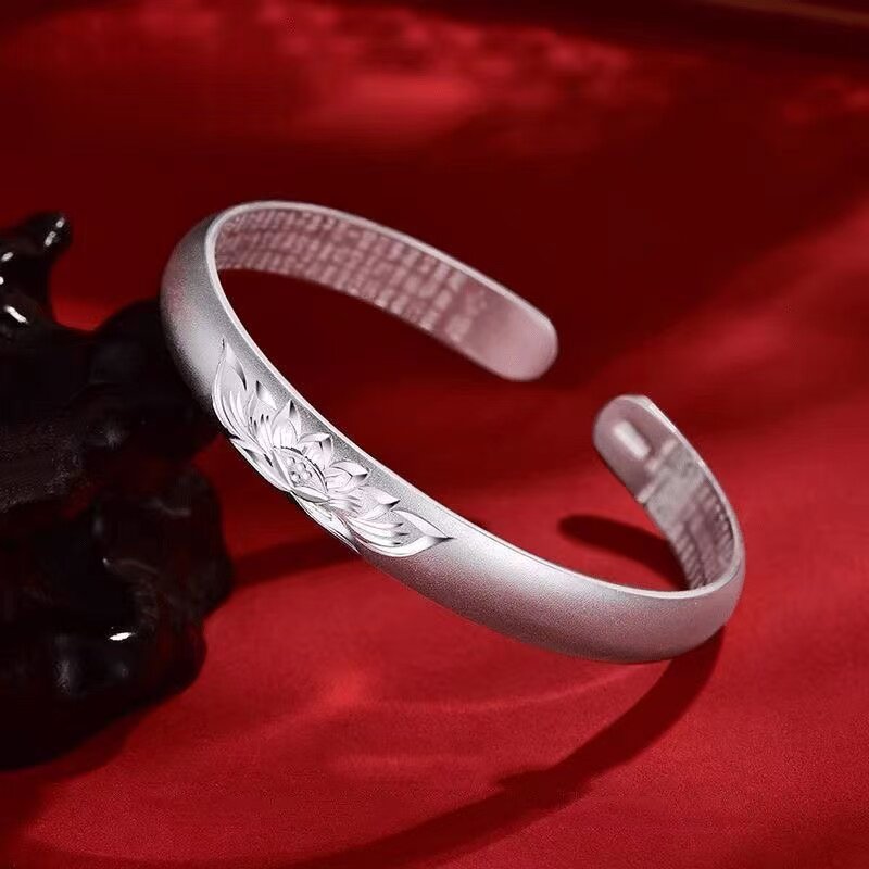 足银999纯银手镯老婆妈妈实心银饰手镯
