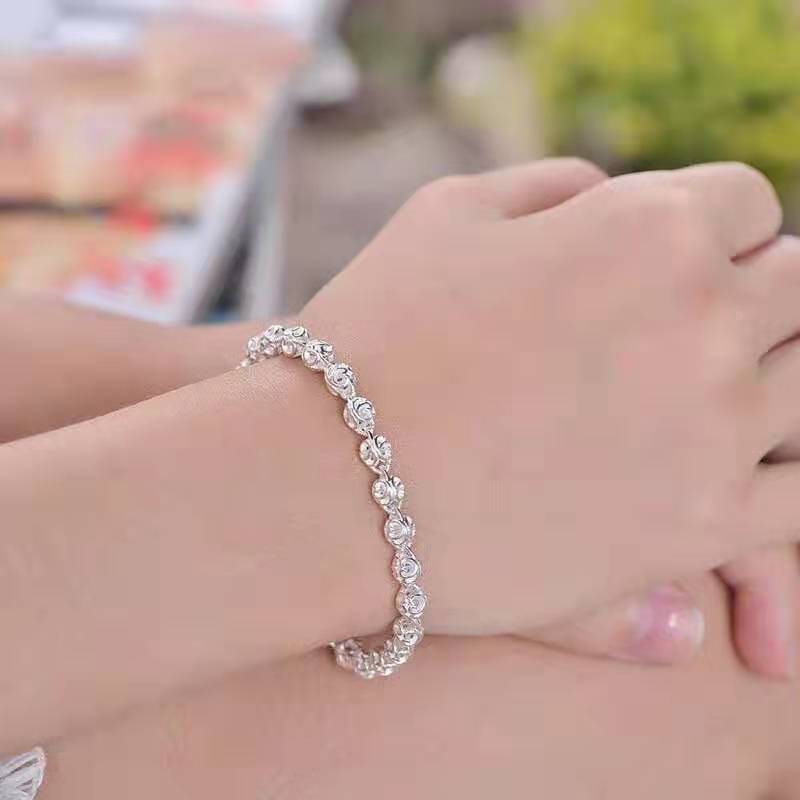 999纯银云手链女情侣银饰品韩版时尚手饰财源滚滚手链送情人礼物