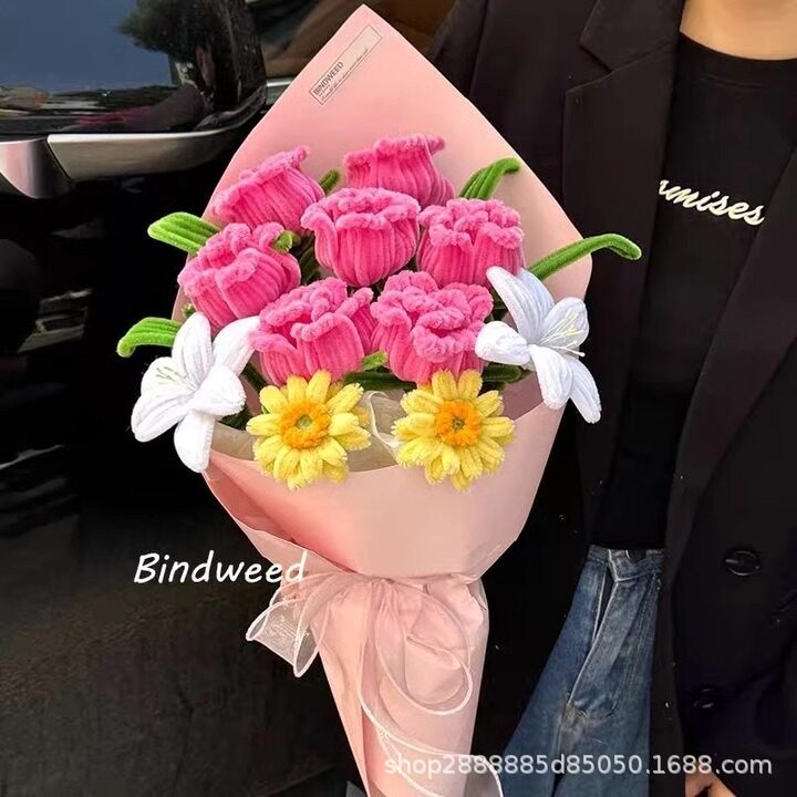 情人节扭扭棒玫瑰花束手工diy