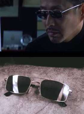 控阁电影无间道陈道明同款墨镜金框框架个性方形复古太阳眼镜