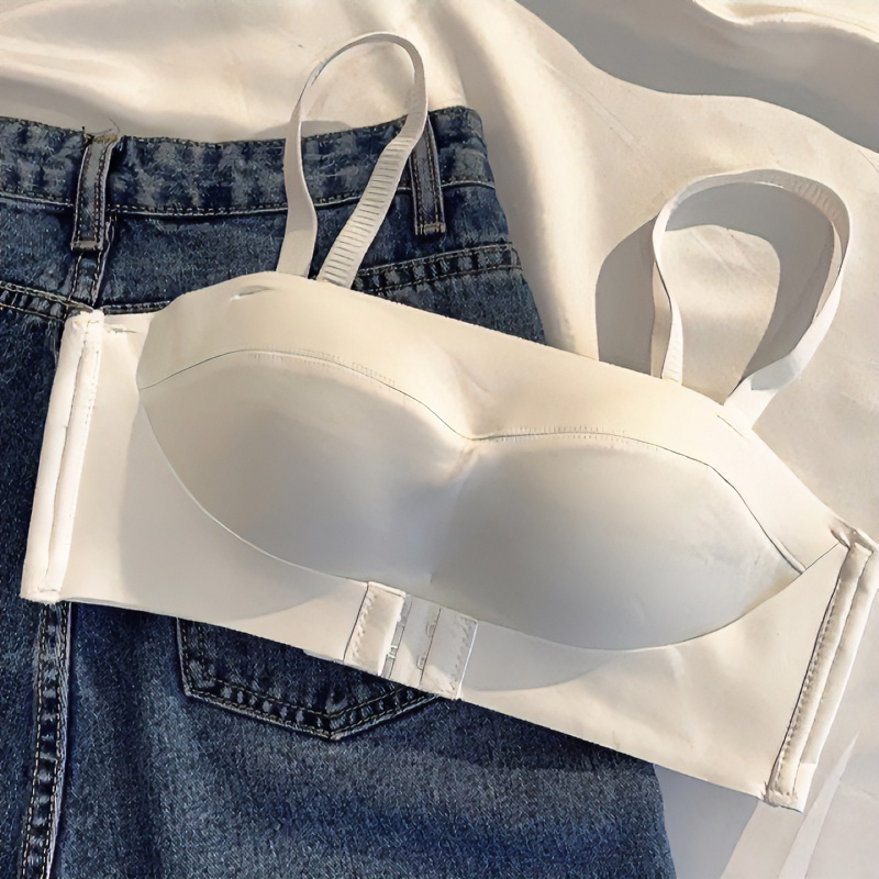 无肩带裹胸内衣女套装无痕小胸聚拢防滑隐形抹胸防走光美背文胸罩