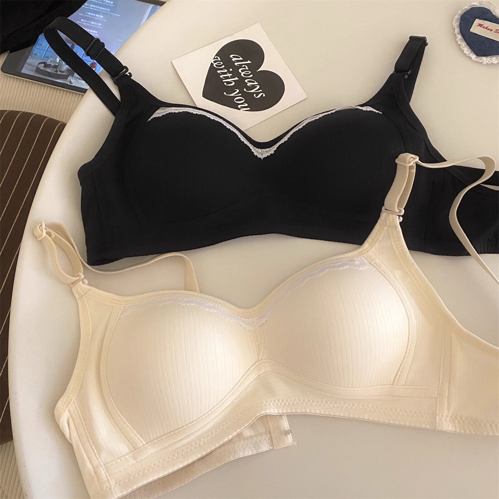 韩系纯色基础款平胸内衣