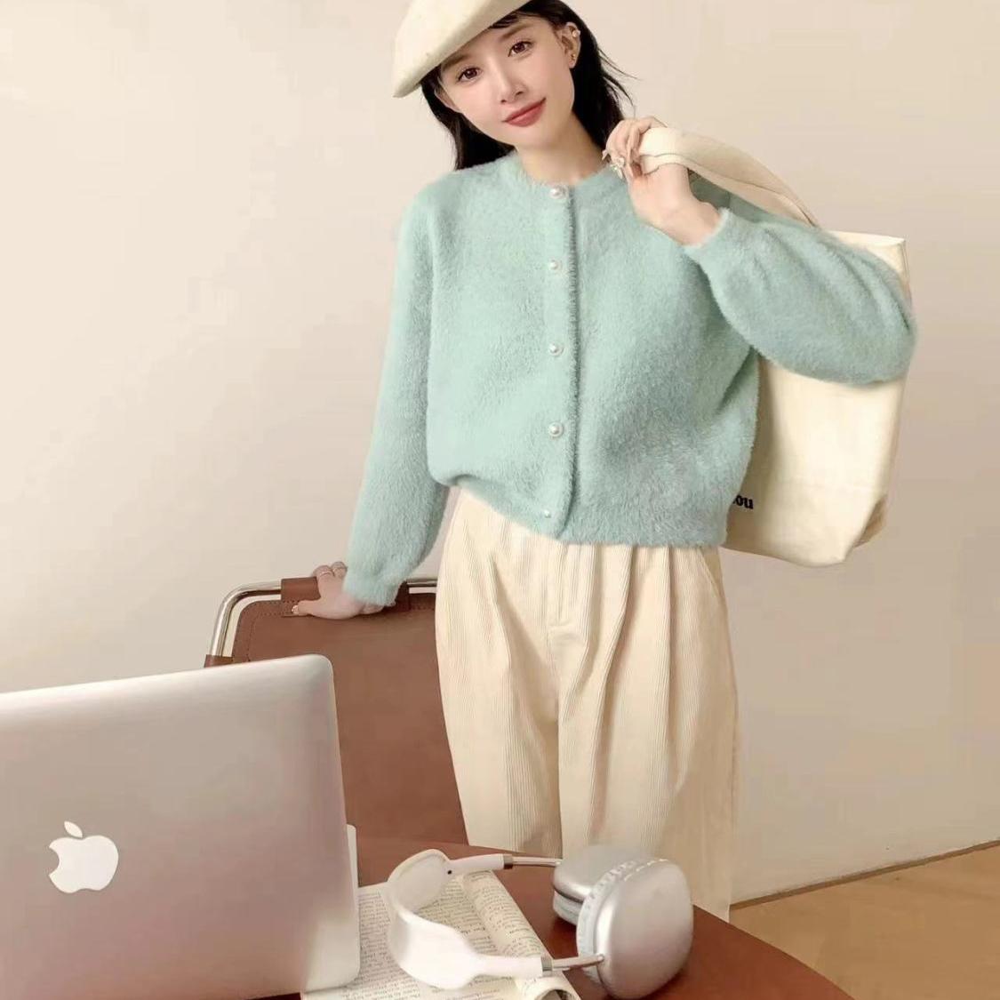 水貂绒软糯针织开衫女202