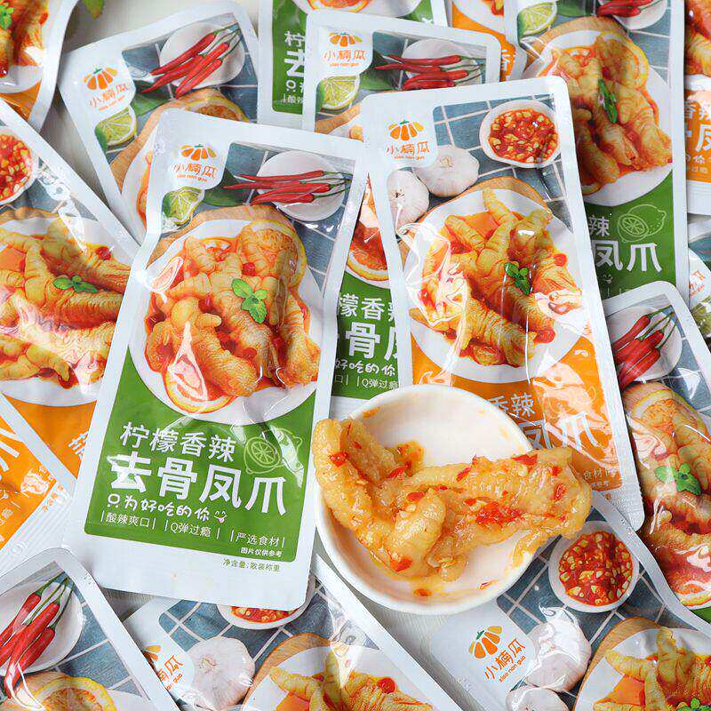 小楠瓜无骨鸡爪柠檬味泡椒味去骨凤爪网红爆款零食品办公解馋小吃