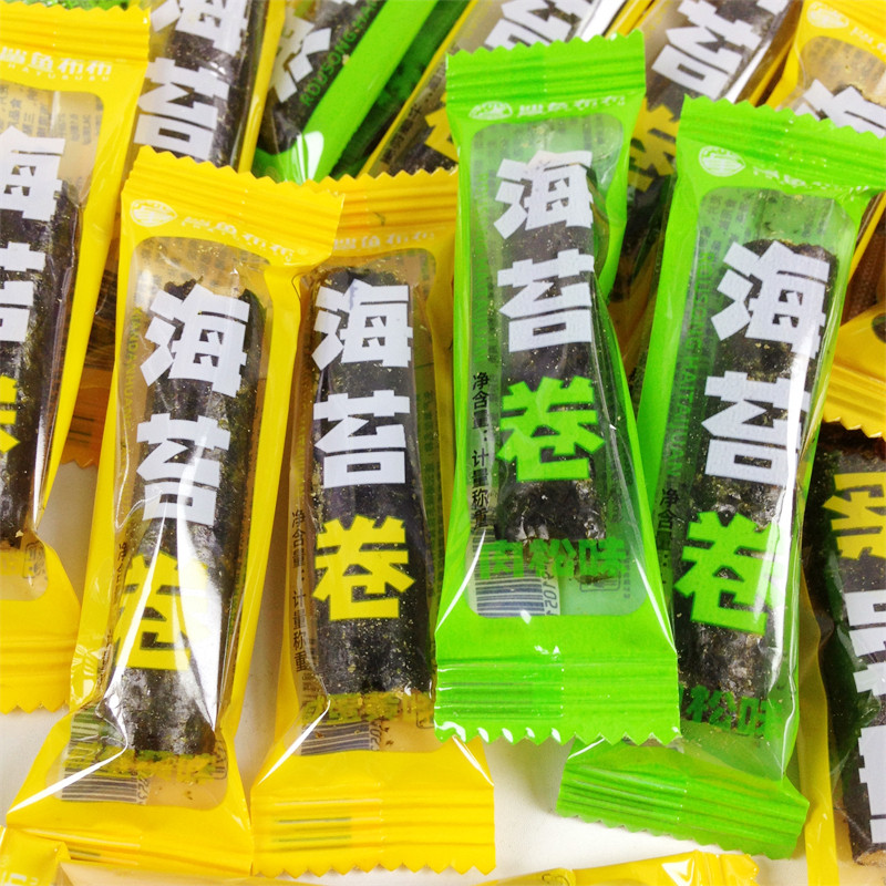 鲨鱼布布海苔肉松鸡蛋卷海苔卷即食海苔夹心脆小吃宿舍小零食营养