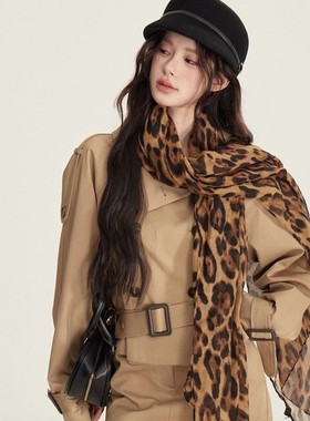 【CHUN ZI】千禧风覆古豹纹丝巾女薄款印花辣妹围巾氛围港风披肩