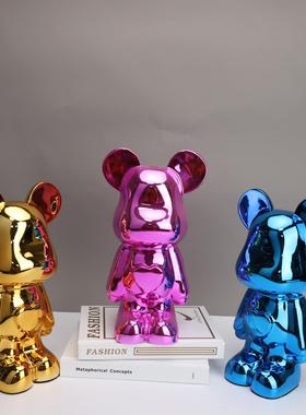 现代简约电镀暴力熊树脂摆件客厅玄关电视柜酒柜样板房家居装饰品