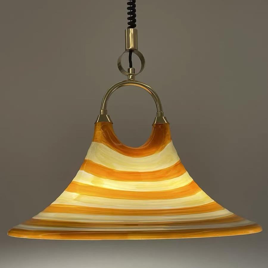 餐厅伸缩吊灯创意喇叭灯可升降个性客厅床头卧室花色彩绘艺术灯