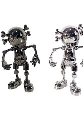 现代简约电镀银色枪色公仔潮玩摆件 样板房室内软装装饰陈设