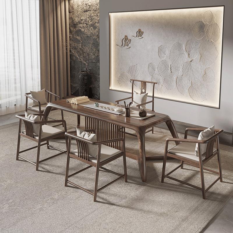 新中式实木茶桌全套办公室茶楼会客泡茶桌椅家用客厅洽谈功夫茶台