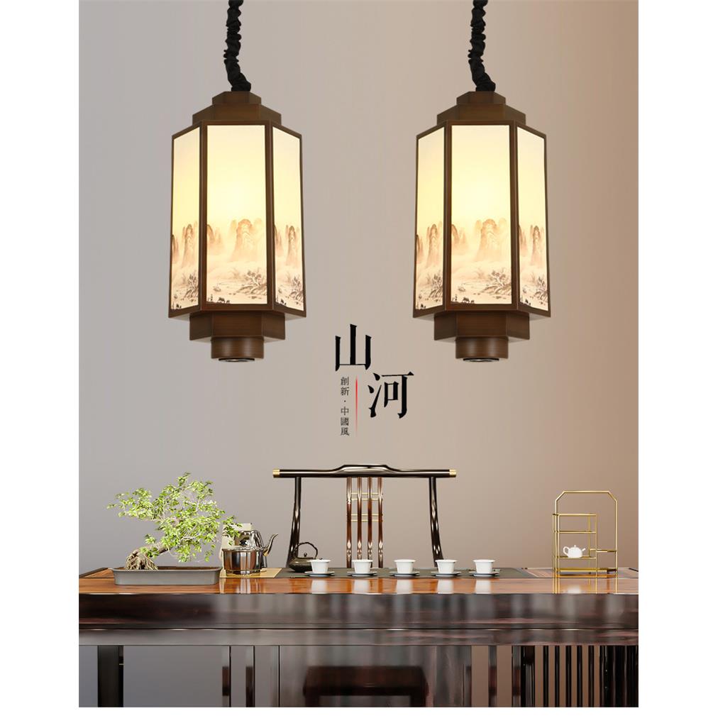 新中式简约餐饮连锁卡座吊灯禅意吧台茶室卧室书房玄关铁艺床头灯
