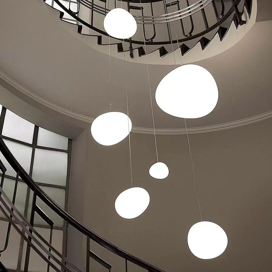 北欧简约鹅卵石楼梯长吊灯现代loft复式公寓别墅挑高客厅餐厅吊灯