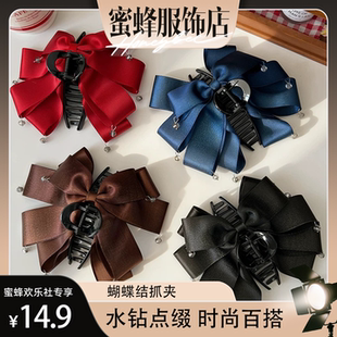 【蜜蜂欢乐社】复古缎面蝴蝶结抓夹高级感显发量头饰发夹女马尾夹