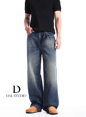 DAL 复古蓝色宽松直筒牛仔裤男2025秋冬水洗百搭休闲Cleanfit长裤