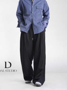 DAL 美式复古高级黑色西装裤男2025年夏季宽松阔腿解构垂感休闲裤