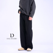 DAL 垂感休闲长裤 黑色直筒牛仔裤 男2025年秋冬加绒宽松阔腿基础款