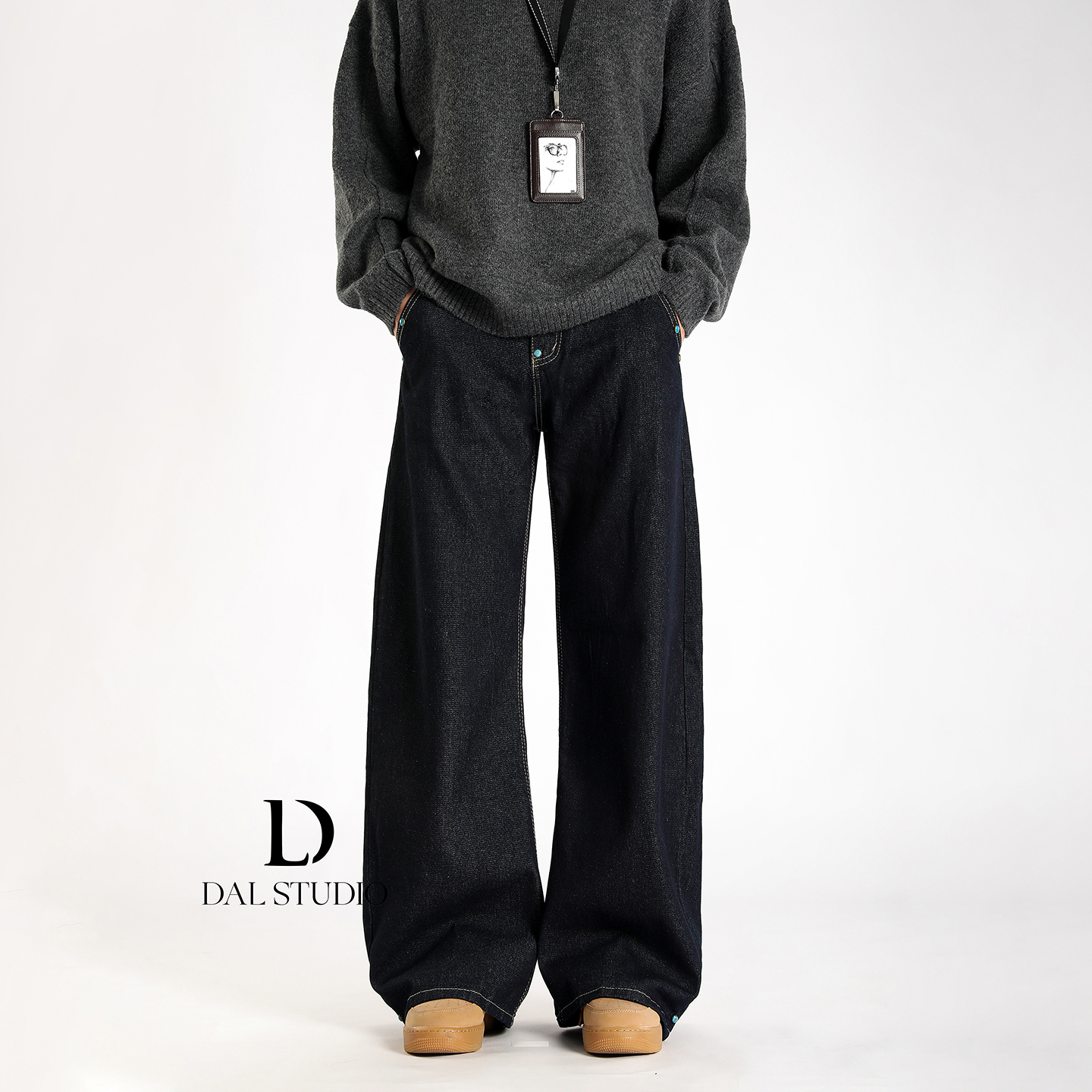 美式复古丹宁直筒牛仔裤