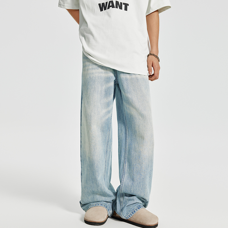 NBKY时尚浅色基础款阔腿休闲裤