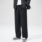 男士 垂感休闲卫裤 直筒宽松长裤 NBKY黑色百搭加绒西裤 子秋冬新款