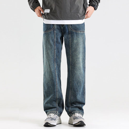 NBKY复古直筒宽松牛仔裤