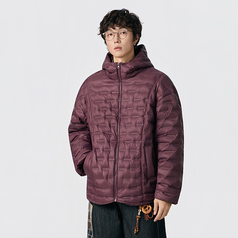 NBKY轻薄短款连帽羽绒服男2025冬