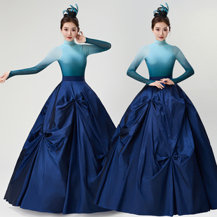 古典舞蹈剧目服幽兰蘭叙舞蹈服装 大摆裙演出服女飘逸群舞艺考套装