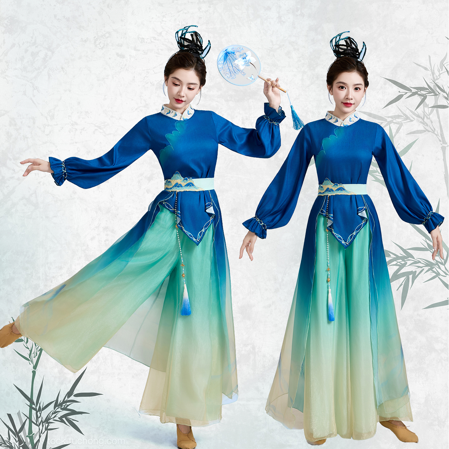 千里江山图成人汉服只此青绿古典