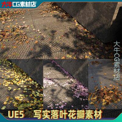 UE5虚幻5 写实落叶树叶地面落叶粒子落叶效果飘落叶子花瓣素材