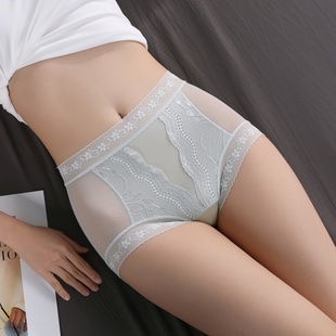 性感高腰无痕收腹包臀透气抗菌裆三角裤 名痕高级感蕾丝内裤 女大码