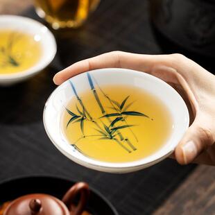 中式 手绘茶杯斗笠杯个人专用高档主人杯2023新款 功夫茶具家用茶碗