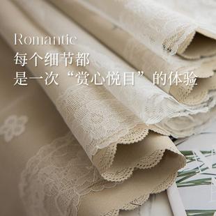 送伸缩杆一整套遮光卧室飘窗小窗户双层带纱 公主风窗帘免打孔安装