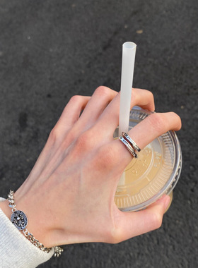 小众设计莫比乌斯罗马数字戒指男女复古时尚嘻哈开口指环潮