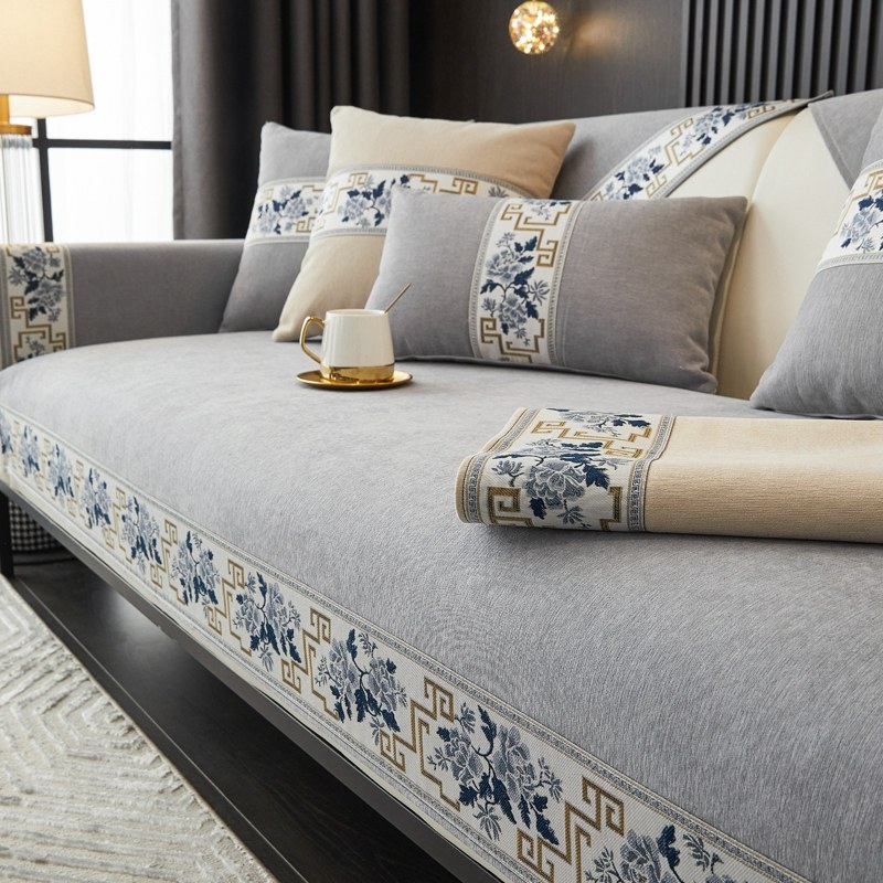 中式沙发垫四季通用防滑雪尼尔坐垫高档组合沙发座垫沙发套罩盖布