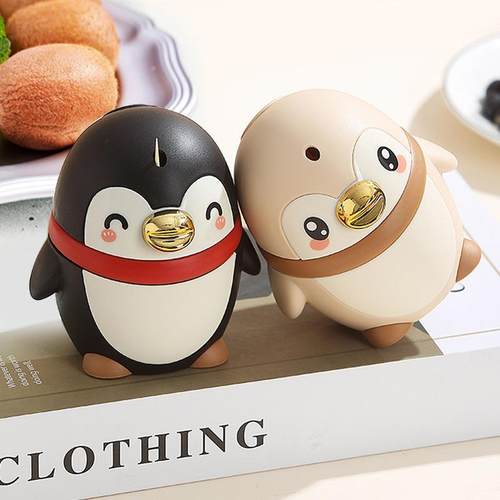 创意企鹅牙签筒半自动弹出家用高颜值个性奶油风带牙签轻奢牙签盒