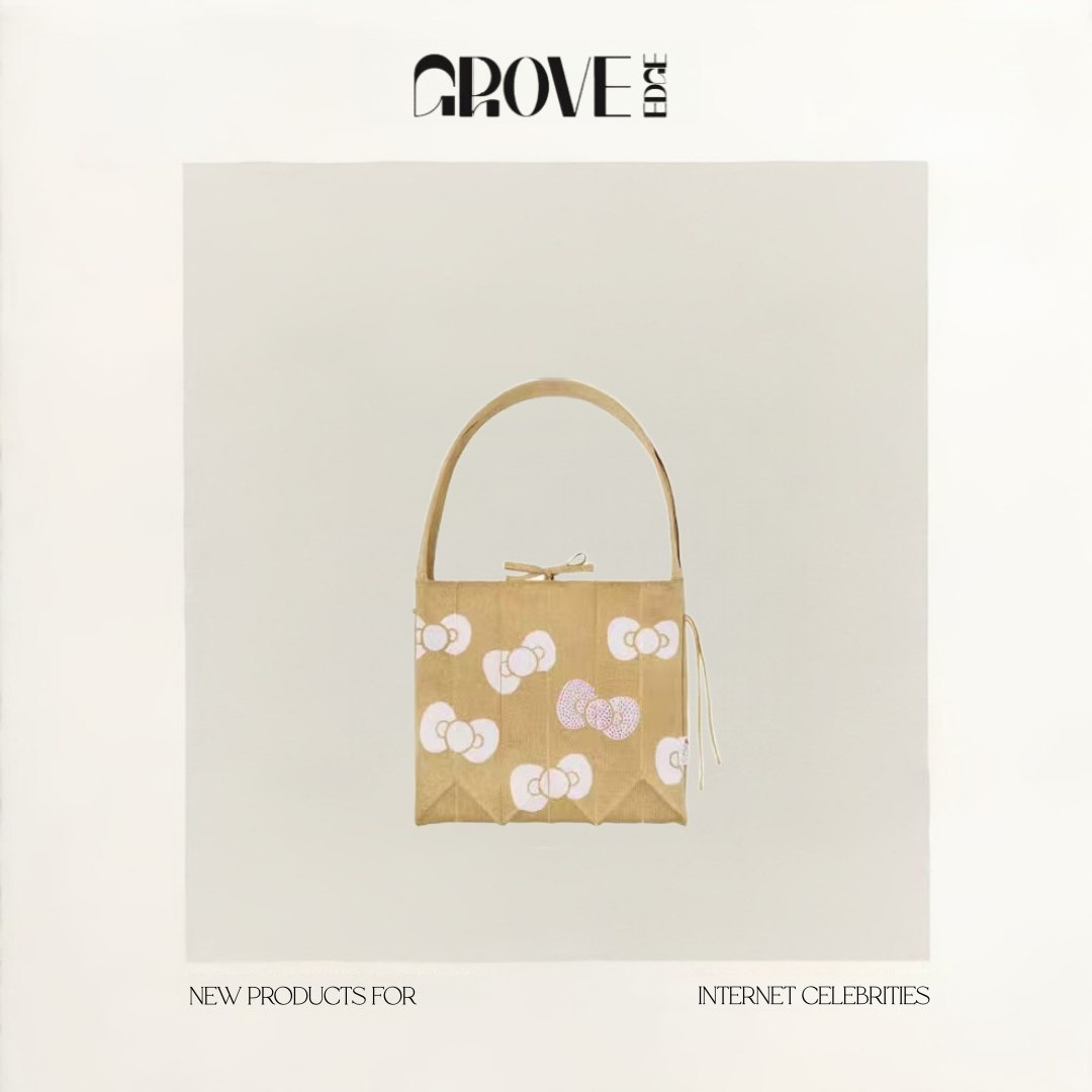 【现货】GROVE EDGE韩国小众满印蝴蝶结烫钻针织褶皱风琴包单肩包,箱包皮具/热销女包/男包,手拿包,淘宝优惠券,粉丝福利购,淘宝优惠卷