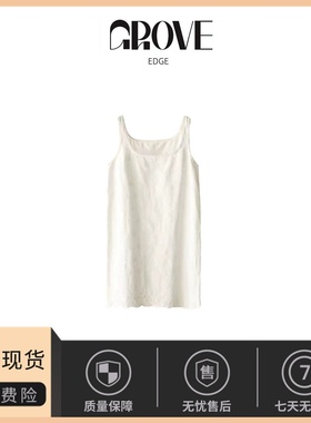 【现货】GROVE EDGE白色清新舒适透气花边连衣裙女度假风背心裙