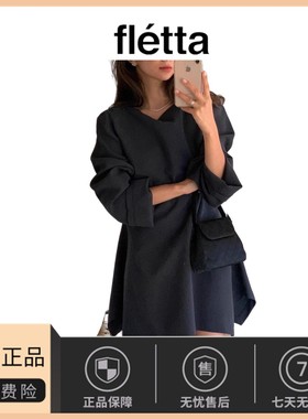 【现货】韩国小众Fermata不规则显瘦百搭温柔风气质长袖连衣裙女