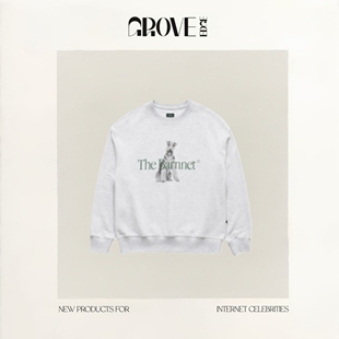 【现货】GROVE EDGE韩国八奶宽松圆领狗狗字母印花长袖卫衣男女款