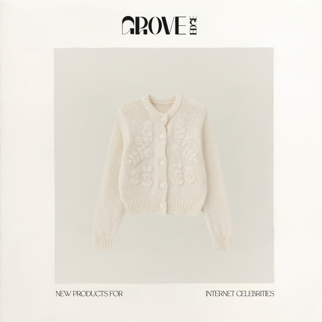 【现货】GROVE EDGE韩国小众宋慧乔同款重工立体花朵针织毛衣开衫