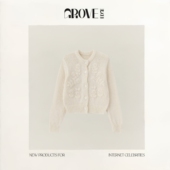 重工立体花朵针织毛衣开衫 EDGE韩国小众宋慧乔同款 现货 GROVE